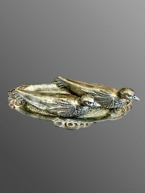 Vintage Silea Set Silver-plated duck knife rests with matching presentation tray